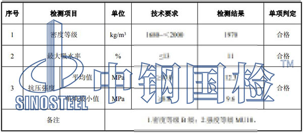 混凝土磚檢測項目結果